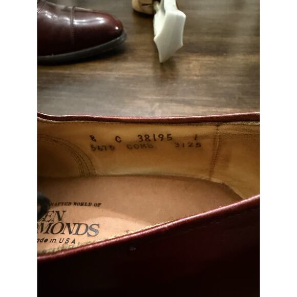 Allen Edmonds 8 C Park Avenue Burgundy EUC Leather Soles $450 USA Made main image 4